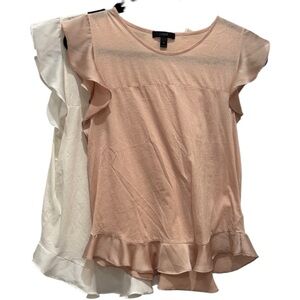 J. Crew White and Blush Pink Ruffle Short Sleeve Top Bundle
Size Medium